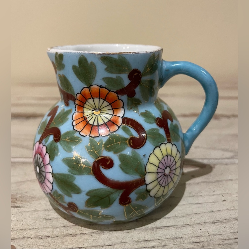 Antique Carlsbad Mary & Gutherz Miniature Pitcher Hand Painted Floral Marked